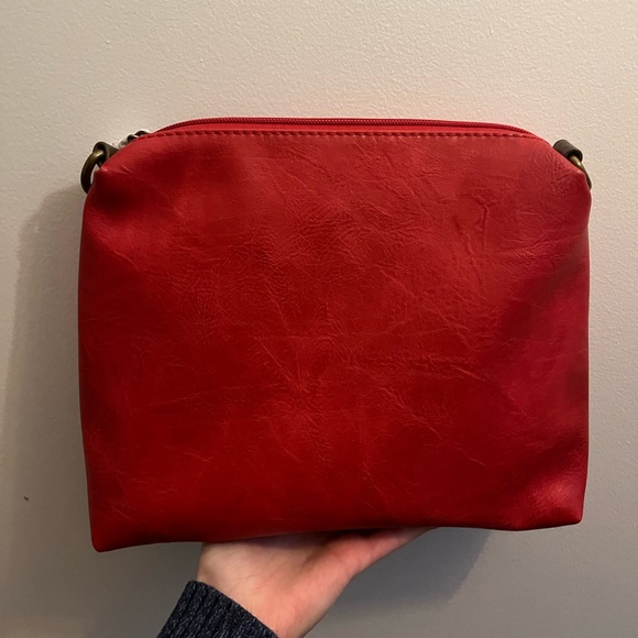 Red leather shoulder bag - Picture 3 of 7
